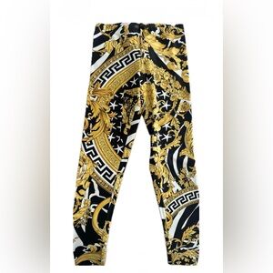 Versace Black and Gold Baroque Leggings